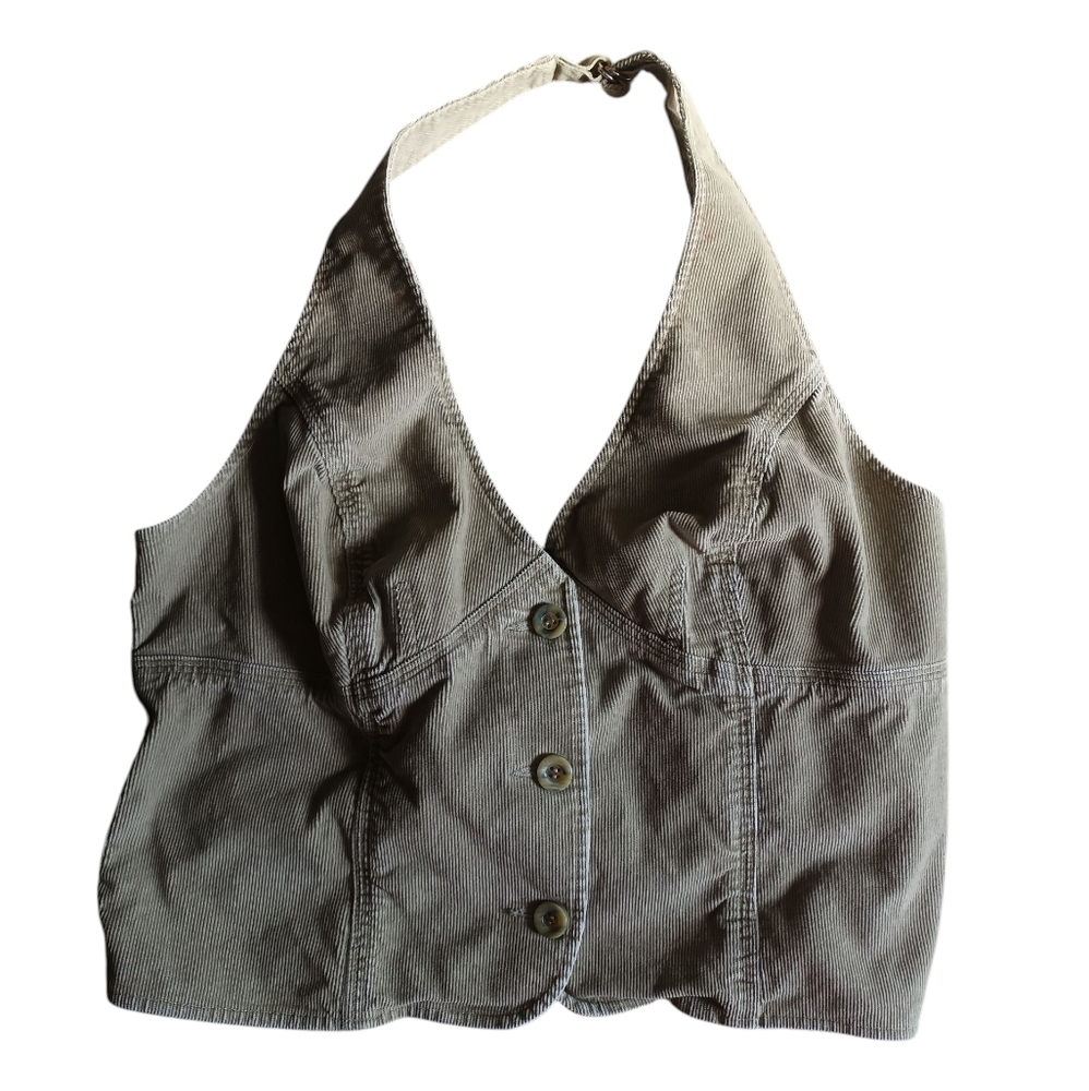 London Jean Victoria's Secret Y2K Khaki Corduroy Halter Vest XL